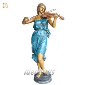 Lady With Violin Bronze Statue