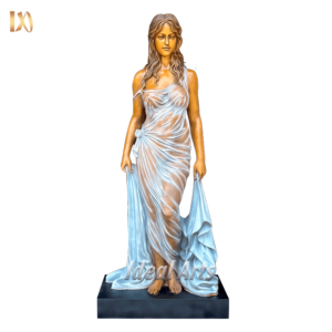 Graceful Lady in Draped Gown Bronze Sculpture